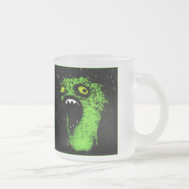 Green Scream Frosted Glass Coffee Mug (Right)