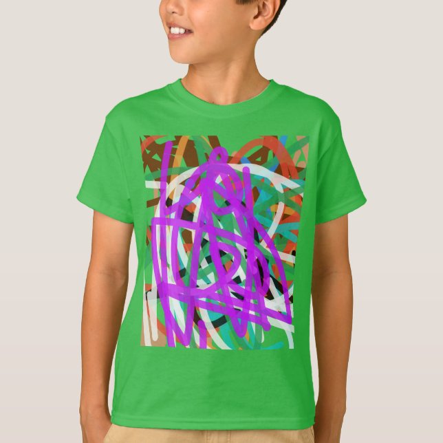 Green Scribble Street Art Kids Shirt (Front)