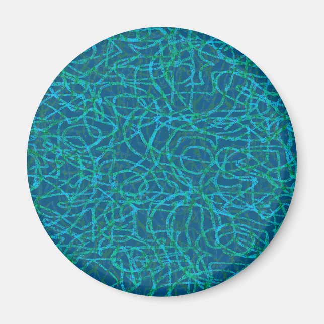 Green scribbled lines pattern magnet (Front)