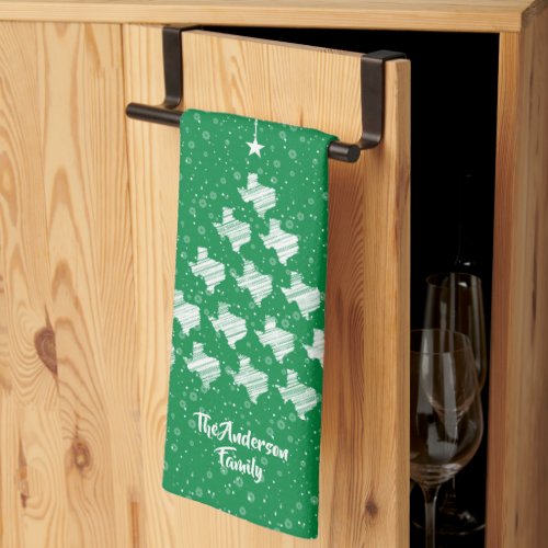 Green Scribbled Texas Christmas Tree Kitchen Towel