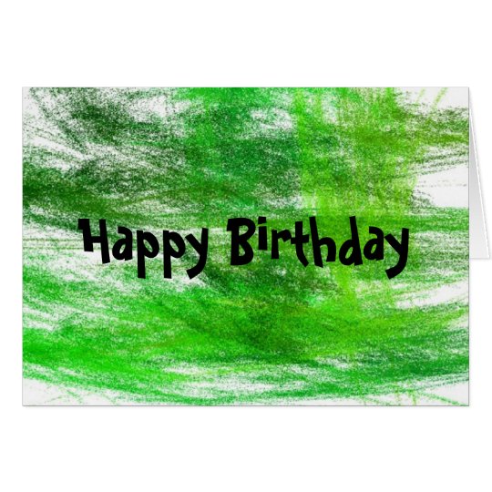 Green Scribbles Happy Birthday Card
