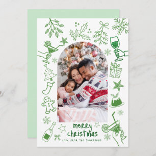 Green Scribbly Glitter Drawings Merry Christmas Invitation