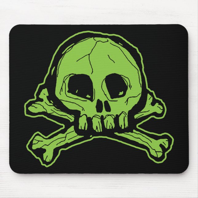 Green Scribbly Skull Mouse Pad (Front)