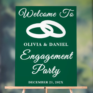 Green Script Christmas Engagement Party Welcome Acrylic Sign