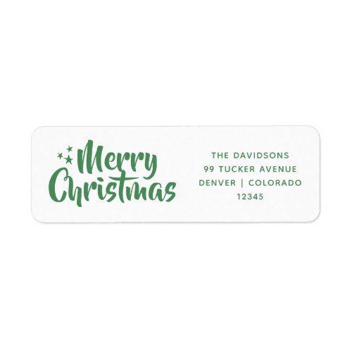 Green Script Cute Font Merry Christmas Label