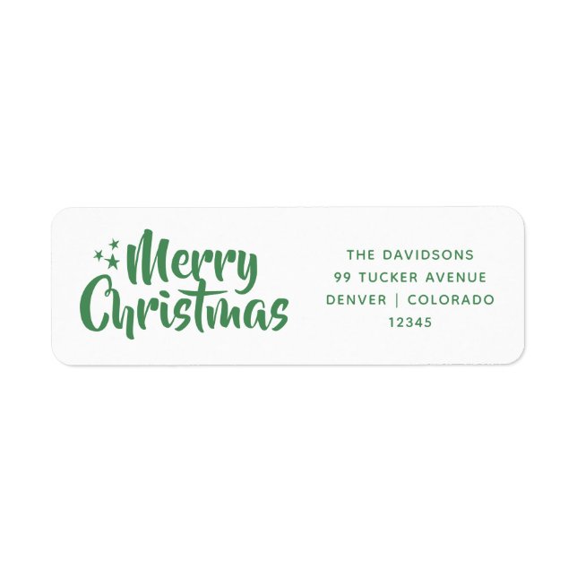 Green Script Cute Font Merry Christmas Label (Front)