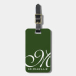 Green Script Monogrammed Luggage Tag at Zazzle