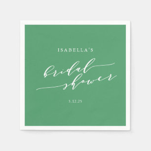 Green Script Personalized Bridal Shower Chic Napkins