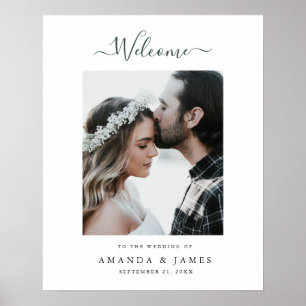 Green Script Photo Wedding Welcome Poster