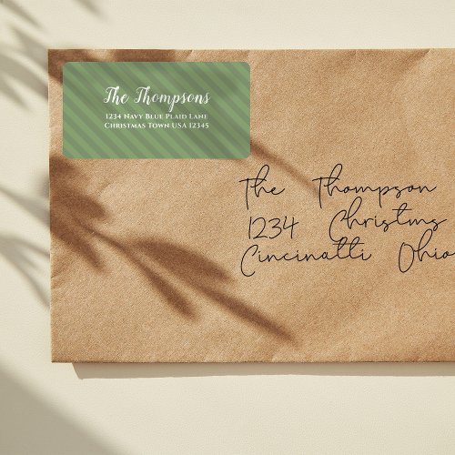 Green Script Return Address Holiday Label