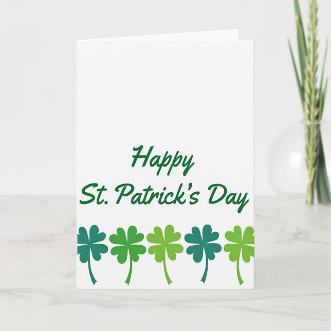 Green Script St Patricks Day Card (Front)