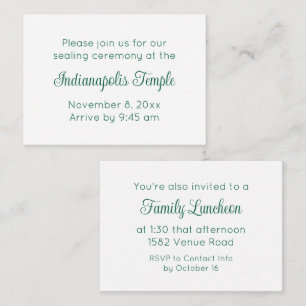 Green Script Temple Sealing & Meal Invitation