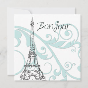 Green Scrolls and Eiffel Tower Invitation