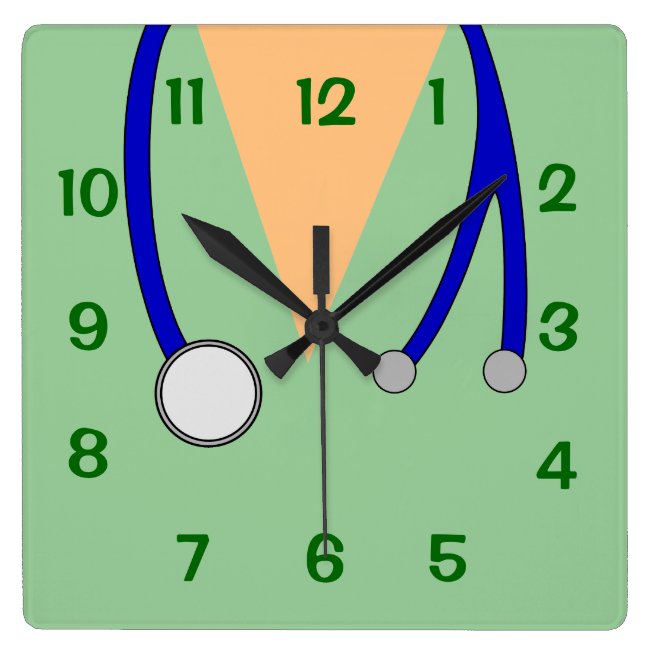 Green Scrubs and Stethoscope Clock 4 Veterinarians