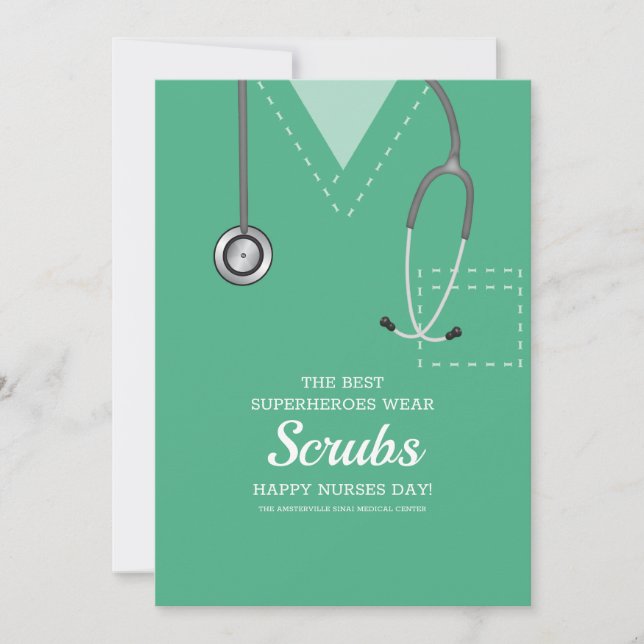 Green Scrubs Nurses Day Card (Front)