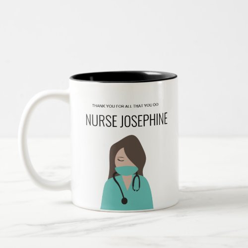Green Scrubs Thank you Nurse Personalized Two_Tone Coffee Mug