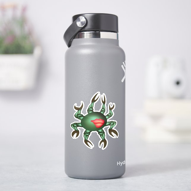 Green sea creature with many claws sticker (HydroFlask)