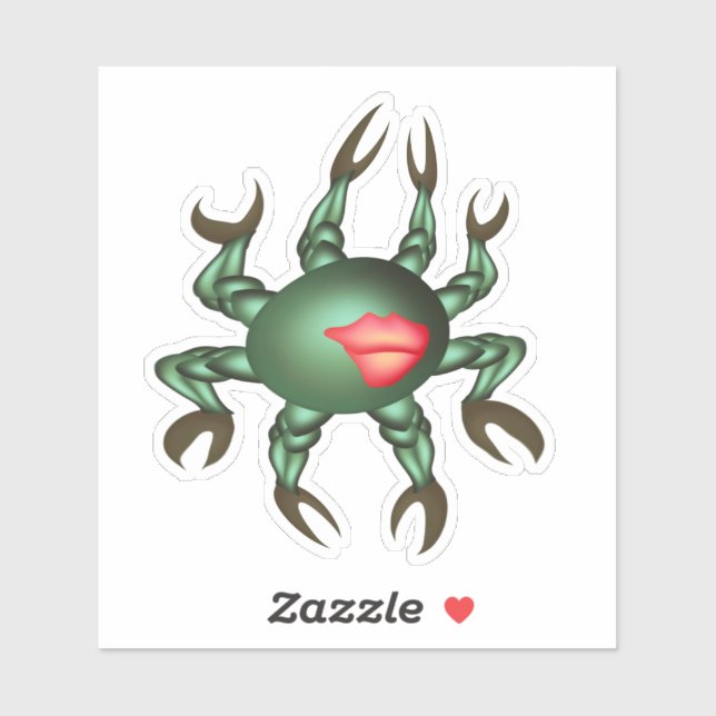 Green sea creature with many claws sticker (Sheet)