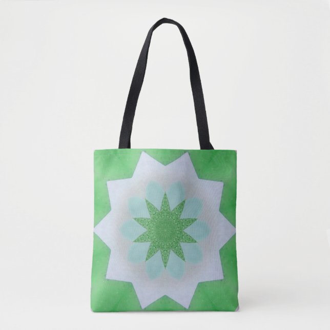 Green sea glass abstract tote bag (Front)