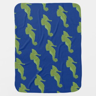 Green Sea horse Baby Blanket