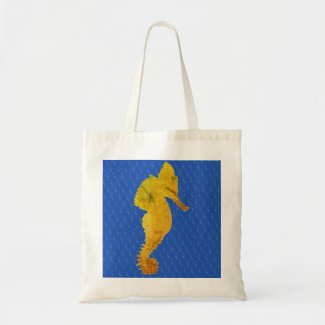 Green Sea Horse Blue Tote