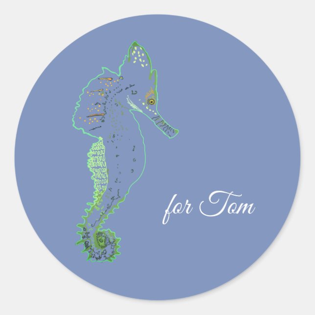 Green Sea Horse Party Sticker (Front)