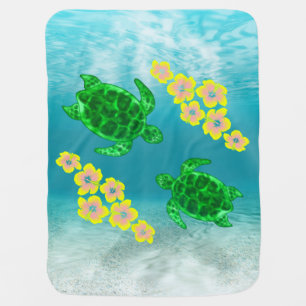 Green Sea Turltes Stroller Blanket