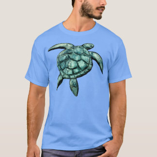 Green Sea Turtle 3D carved out of Slate by Makena  T-Shirt