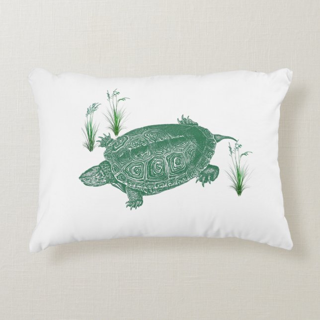 Green Sea Turtle Accent Pillow (Front)