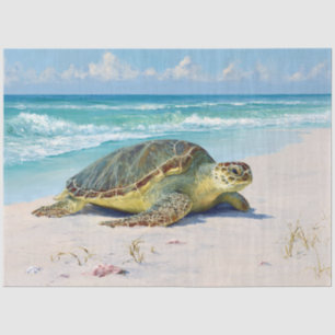 Green Sea Turtle Beach Decoupage Tissue Paper