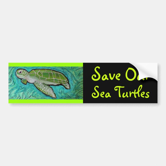 Green Sea Turtle Bumper Sticker (Front)