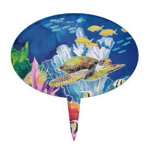 Green sea turtle cake topper