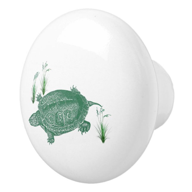 Green Sea Turtle Ceramic Knob (Right)