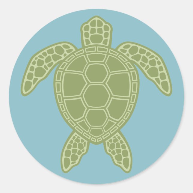 Green Sea Turtle Classic Round Sticker (Front)