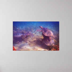Green Sea Turtle family Canvas Print