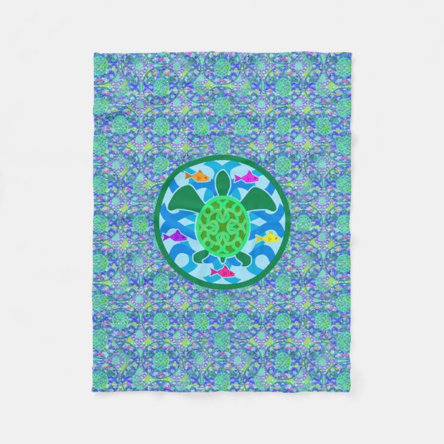 Green Sea Turtle Fleece Blanket (Front)