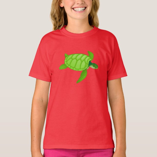 Green Sea Turtle Girls T-Shirt (Front)