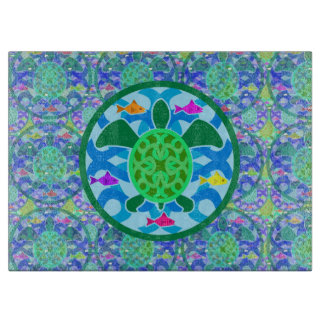 Green Sea Turtle Glass Cutting Boards