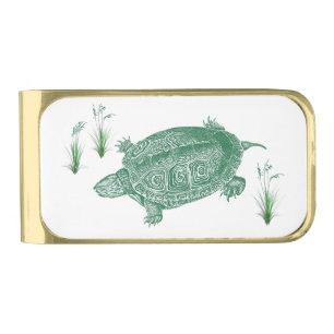 Green Sea Turtle Gold Finish Money Clip