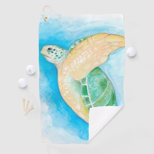 Green Sea Turtle Golf Towel