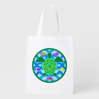 Green Sea Turtle Grocery Bags