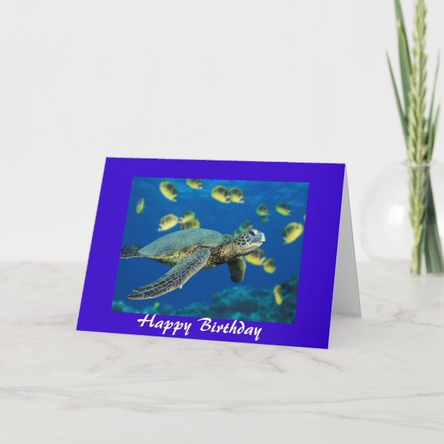 Green Sea Turtle, Happy Birthday Card (Front)
