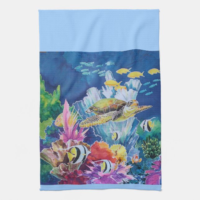 Green Sea Turtle Kitchen Towel (Vertical)