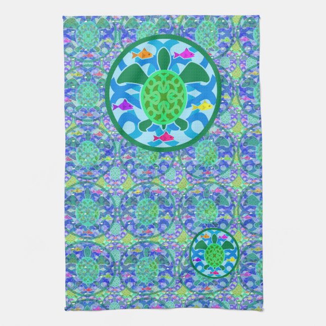Green Sea Turtle Kitchen Towels (Vertical)