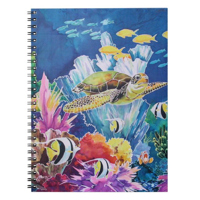 Green sea turtle Ocean Scene Notebook (Front)