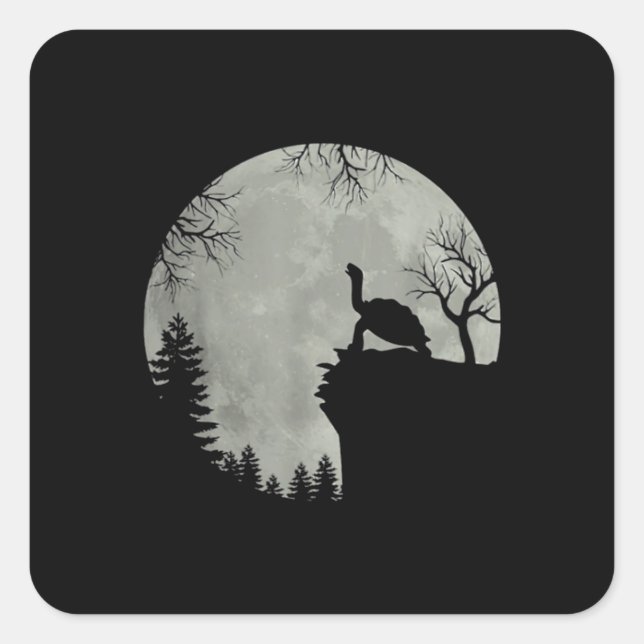 Green Sea Turtle Ocean Turtle Howling Est Moon Square Sticker (Front)