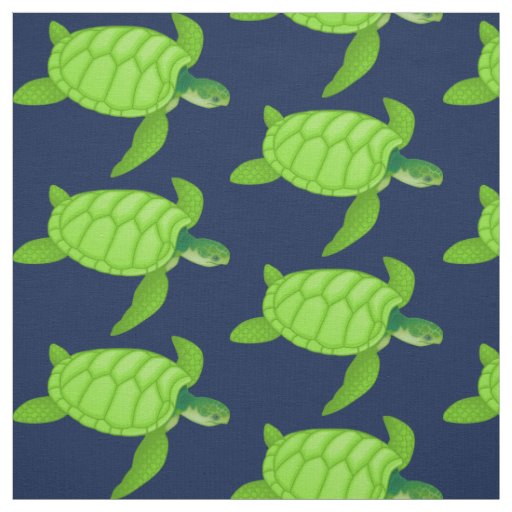 Green Sea Turtle on Navy Fabric
