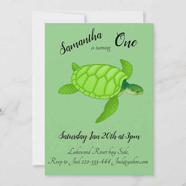 Green Sea Turtle Personalized 1st Birthday (Front)