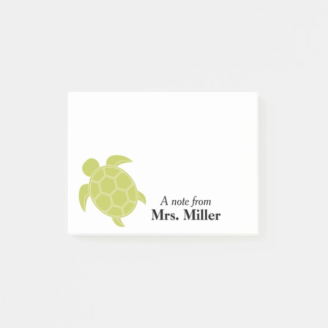 Green Sea Turtle Personalized Post-it Notes (Front)