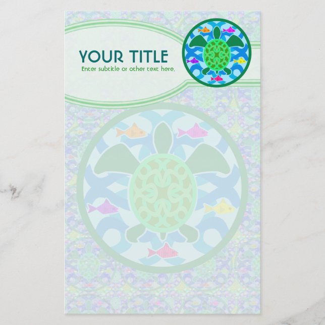 Green Sea Turtle Personalized Stationery (Front)
